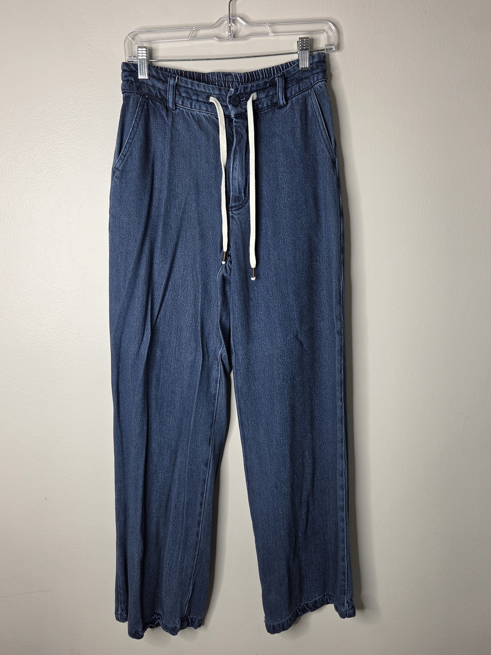 YFB Women's Blue Wide-Leg Denim Jeans with Drawstring Waist